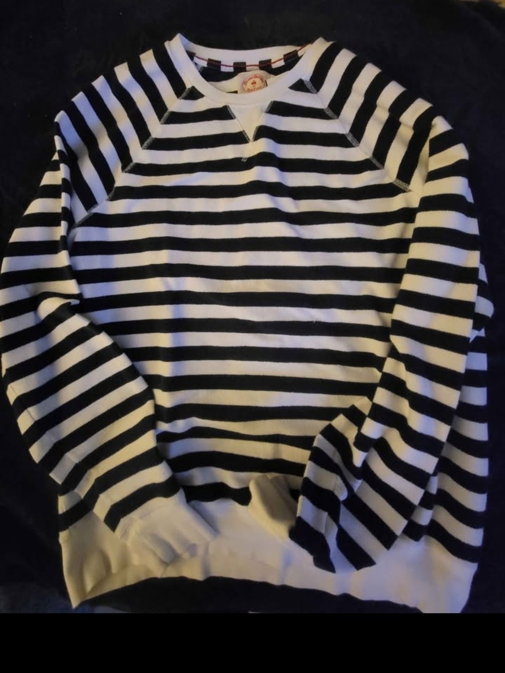 Brooks Brothers Navy and White Striped Crewneck Sweater, M